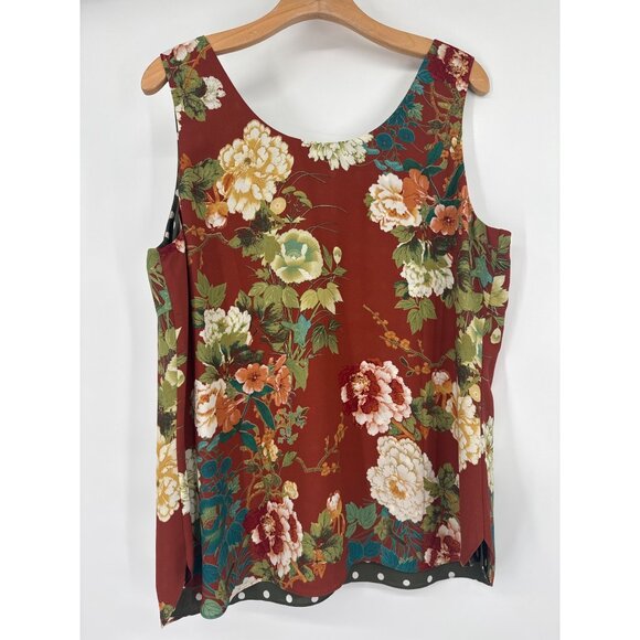 Chicos 2 Floral Polka Dot Reversible Tank Top Size large Polyester Sleeveless ne - Picture 2 of 4